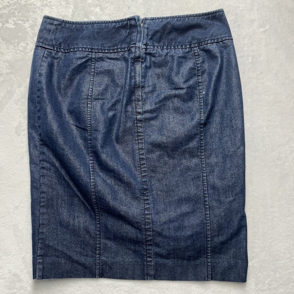 Express Design Studios Denim Skirt Womens Sz 4 Zip Back Pencil Career Casual VTG - Picture 4 of 9